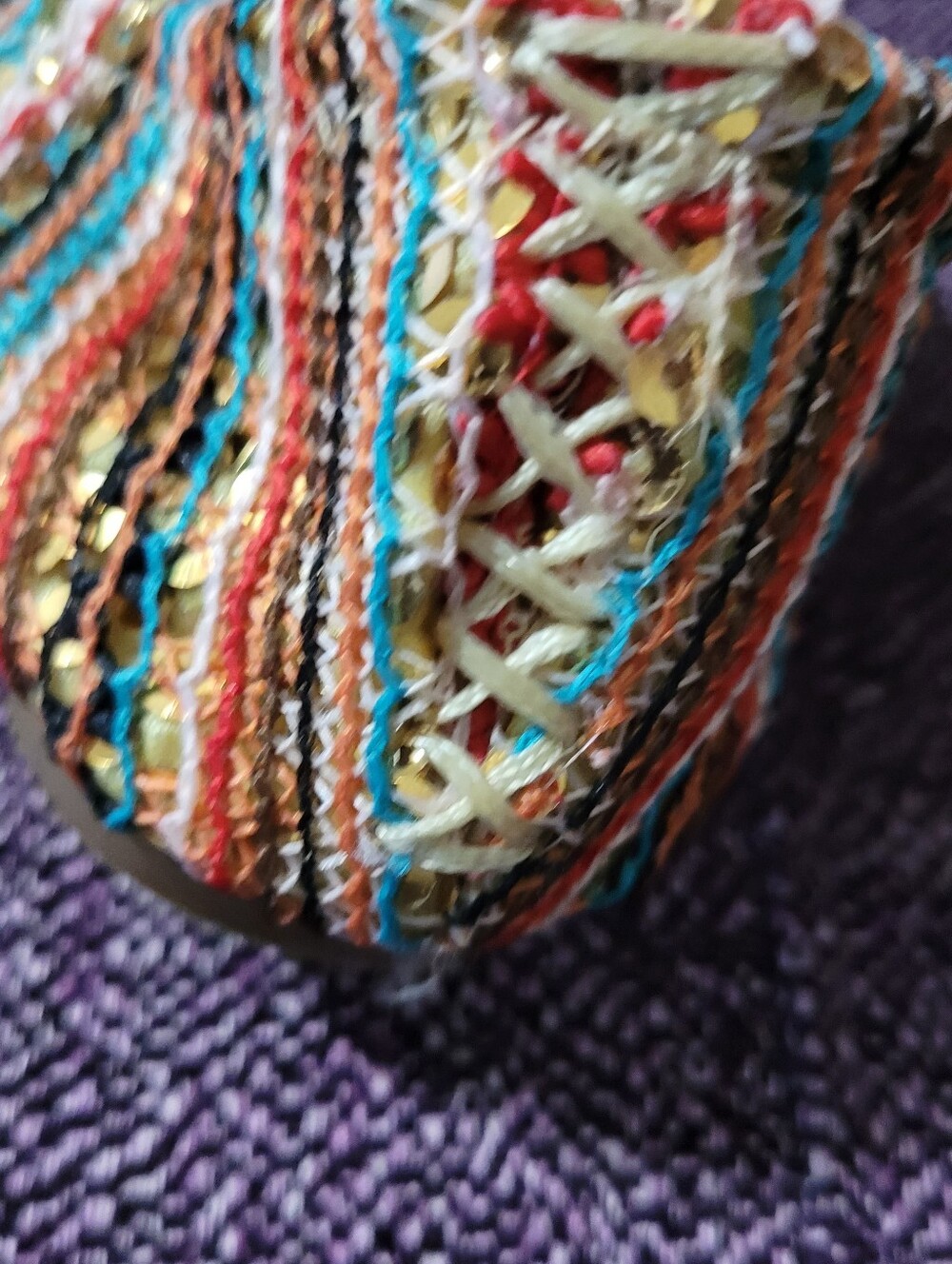 Lucky Brand Multicolor Woven Stripe Ballet Flats - Turquoise, Coral, Yellow - Picture 3 of 7
